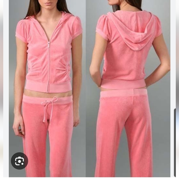Juicy Couture Pink Velour Hoodie and Pants Set - Picture 1 of 9